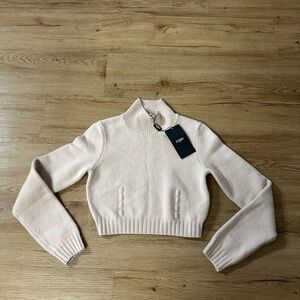 Fendi Pink 100% Cashmere Mock Neck Cropped Sweater Size 38 IT 2 US NWT